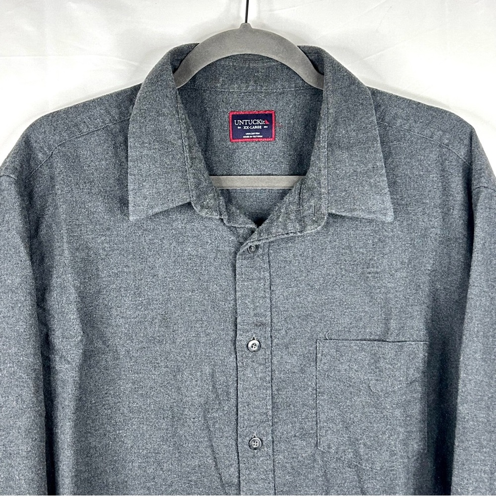 UNTUCKit Sherwood Flannel Shirt Size XXL Regular Fit Gray Cotton Button Down